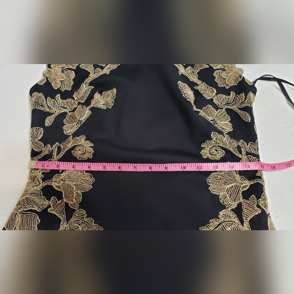 Tadashi Shoji Kami Dress Black & Gold  Knee length Sleeveless Size 6 Petite - Picture 11 of 16